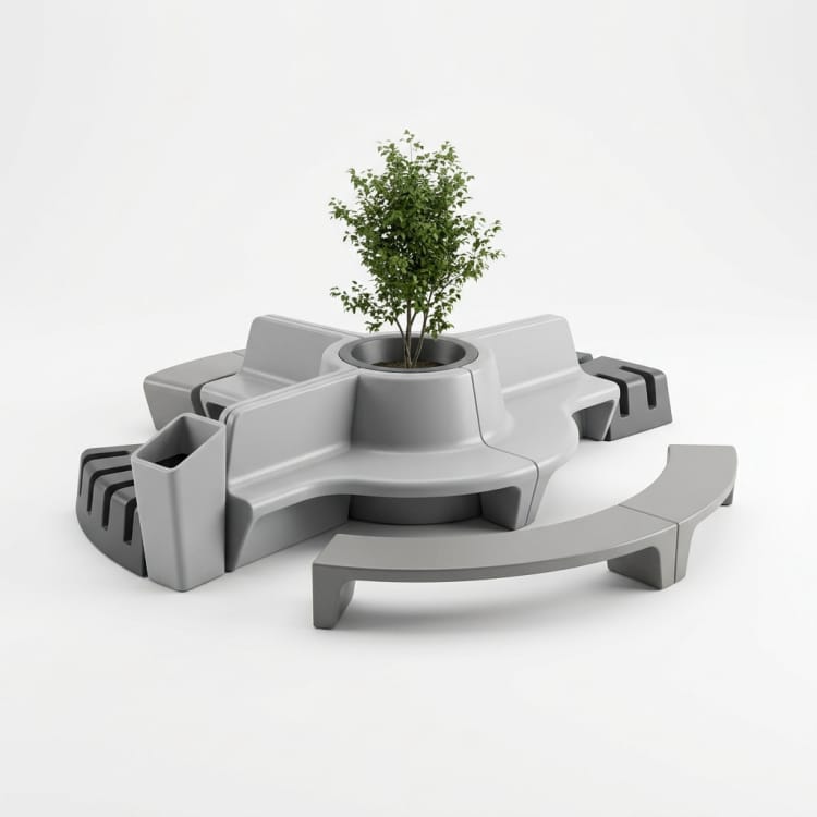 Ensemble de mobilier urbain en FRP